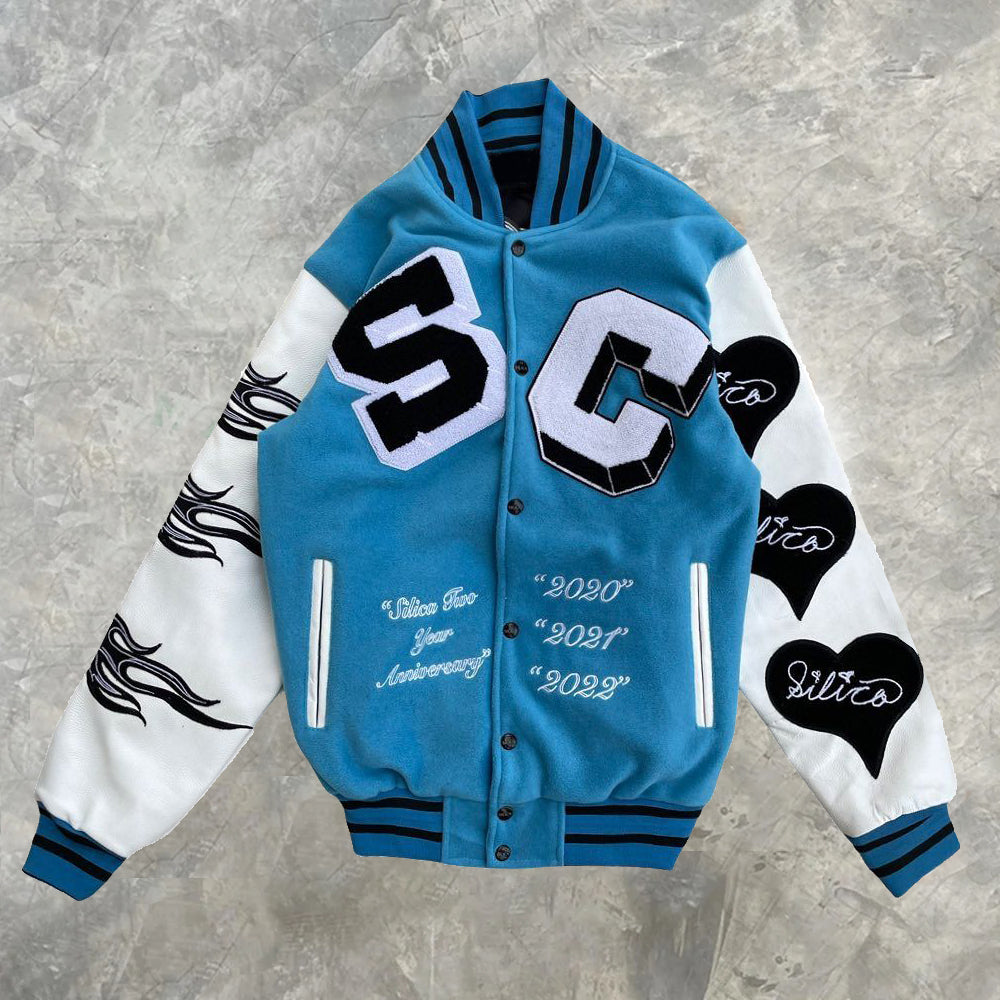 Muchic Personalized Preppy Varsity Jacket Blue / S Coats & Jackets