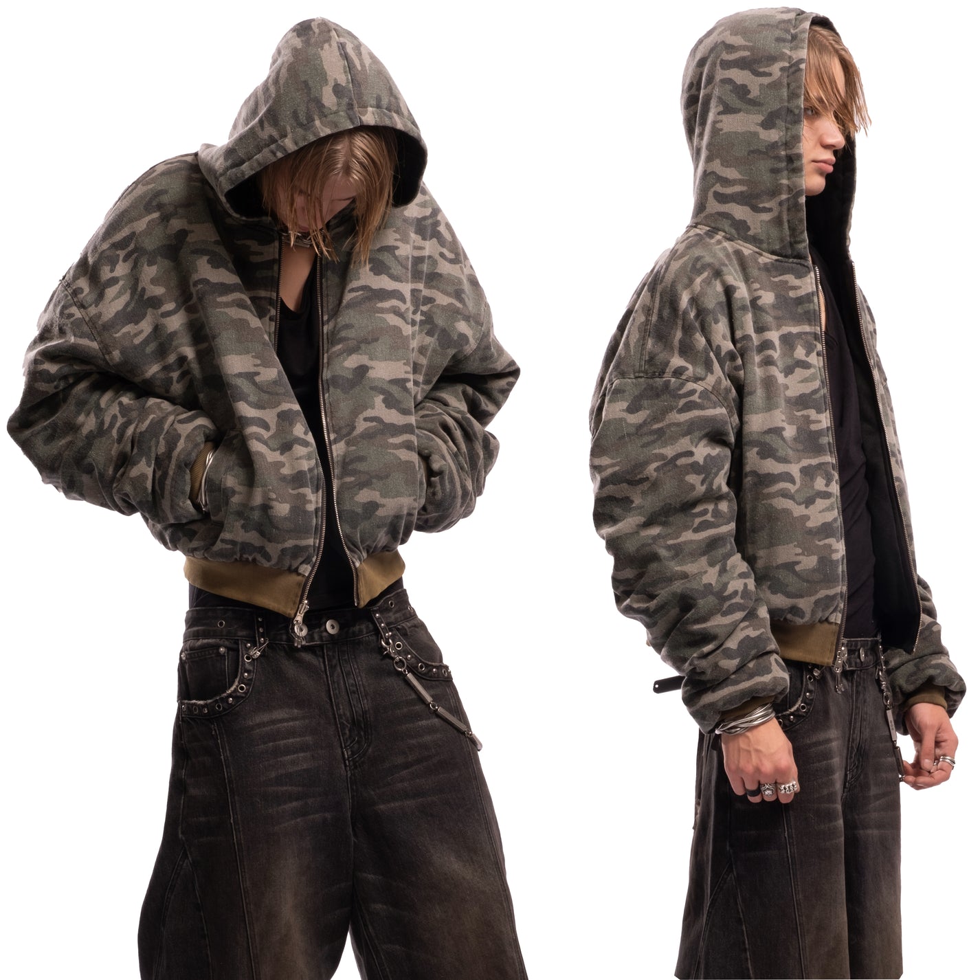 Muchic unisex 'camouflage' reversible bomber jacket