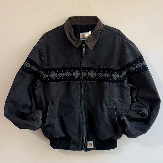 Vintage Tribal Zip-Up Warm Lined Jacket