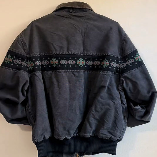 Vintage Tribal Zip-Up Warm Lined Jacket