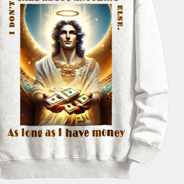 MUCHIC Unisex Fashion "Money to Spend" Christ Graphic Print Long Sleeve Hoodie (T-shirt)