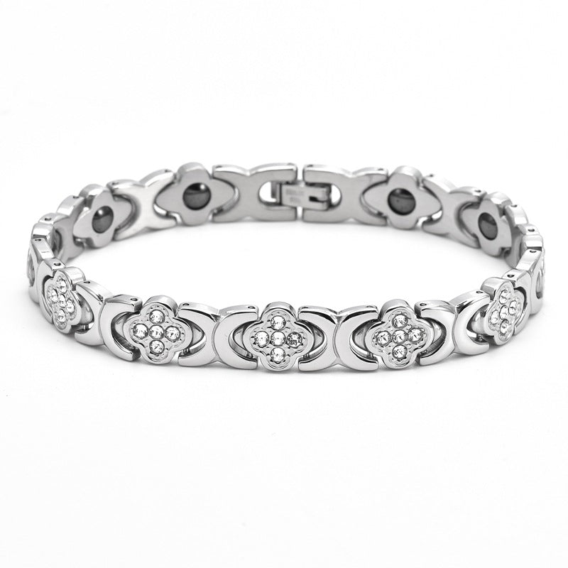 Magnetic Clover Bracelet – Stainless Steel Energy Luck Jewelry