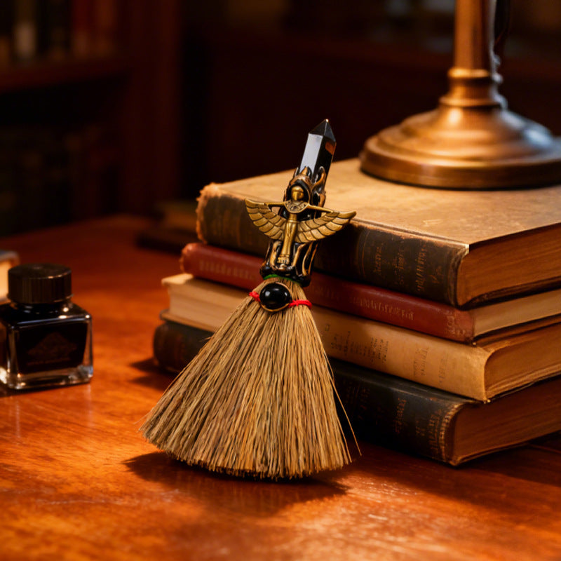 Natural Crystal Cleansing Broom | Home Energy Purification & Spiritual Decor