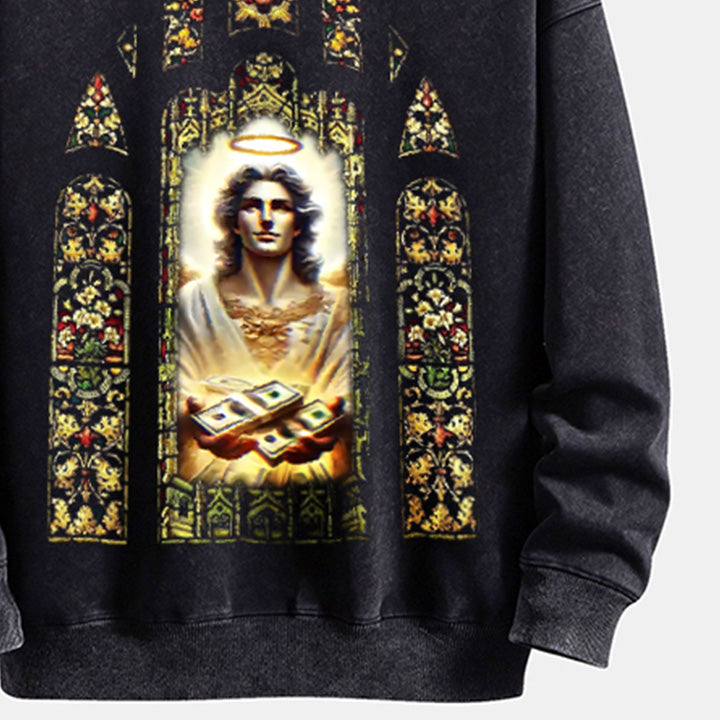 MUCHIC Unisex Fashion "Faith" Christ Graphic Print Long Sleeve Hoodie (T-shirt)