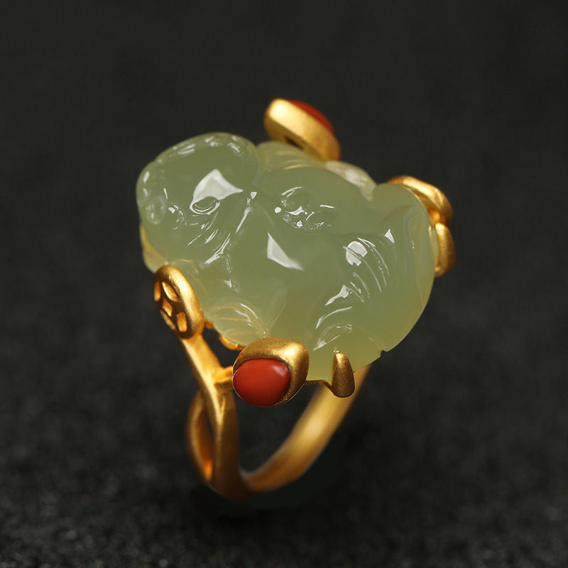 Pixiu Jade Ring – Feng Shui Lucky Wealth Protection Jewelry