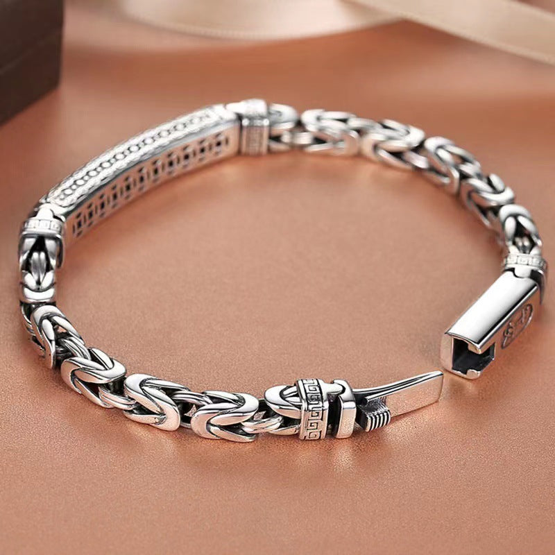 S925 Protection Energy Bracelet – Ancient Peace Pattern Guardian Silver Chain for Men
