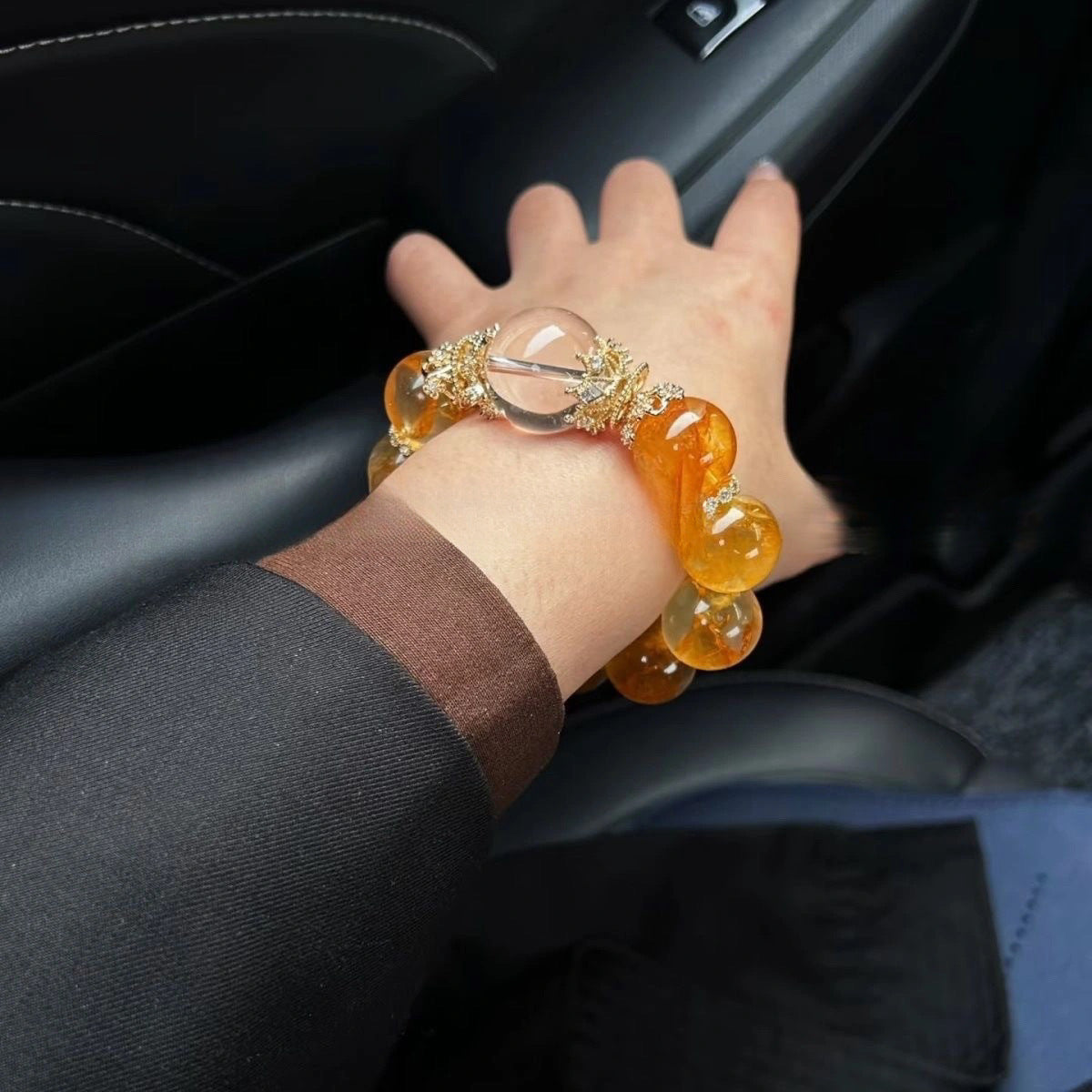 Golden Crystal Statement Bracelet – Abundance & Confidence Symbol