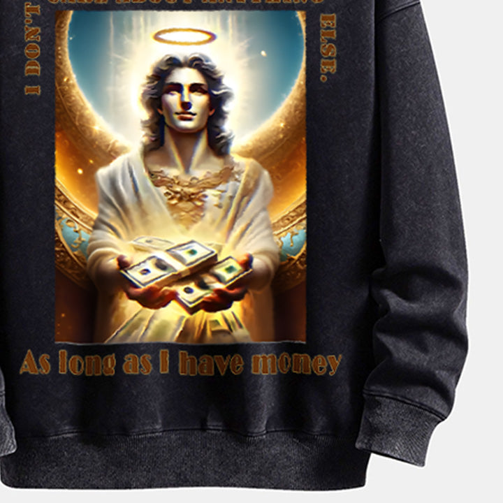 MUCHIC Unisex Fashion "Money to Spend" Christ Graphic Print Long Sleeve Hoodie (T-shirt)