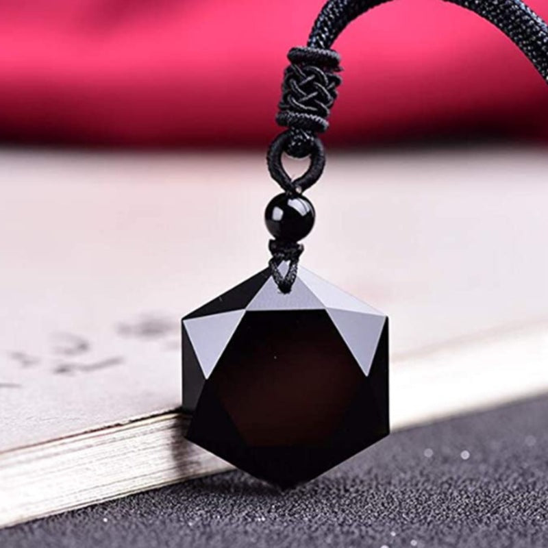 Faceted Black Obsidian Protection Necklace – Energy Shield Pendant