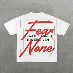 Muchic Fear None Print Short Sleeve T-Shirt