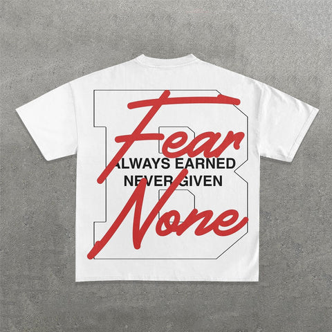 Muchic Fear None Print Short Sleeve T-Shirt