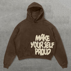 Muchic Make Yourself Prould Print Long Sleeve Hoodie