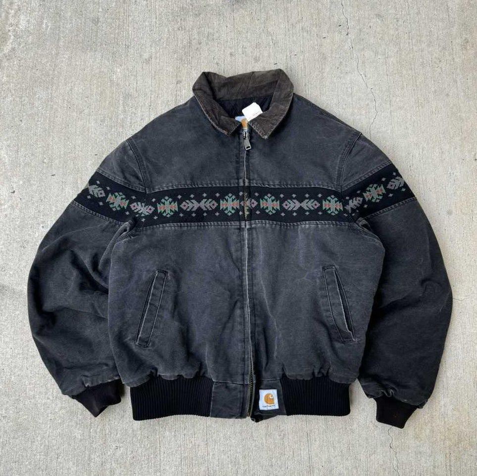 Vintage Tribal Zip-Up Warm Lined Jacket