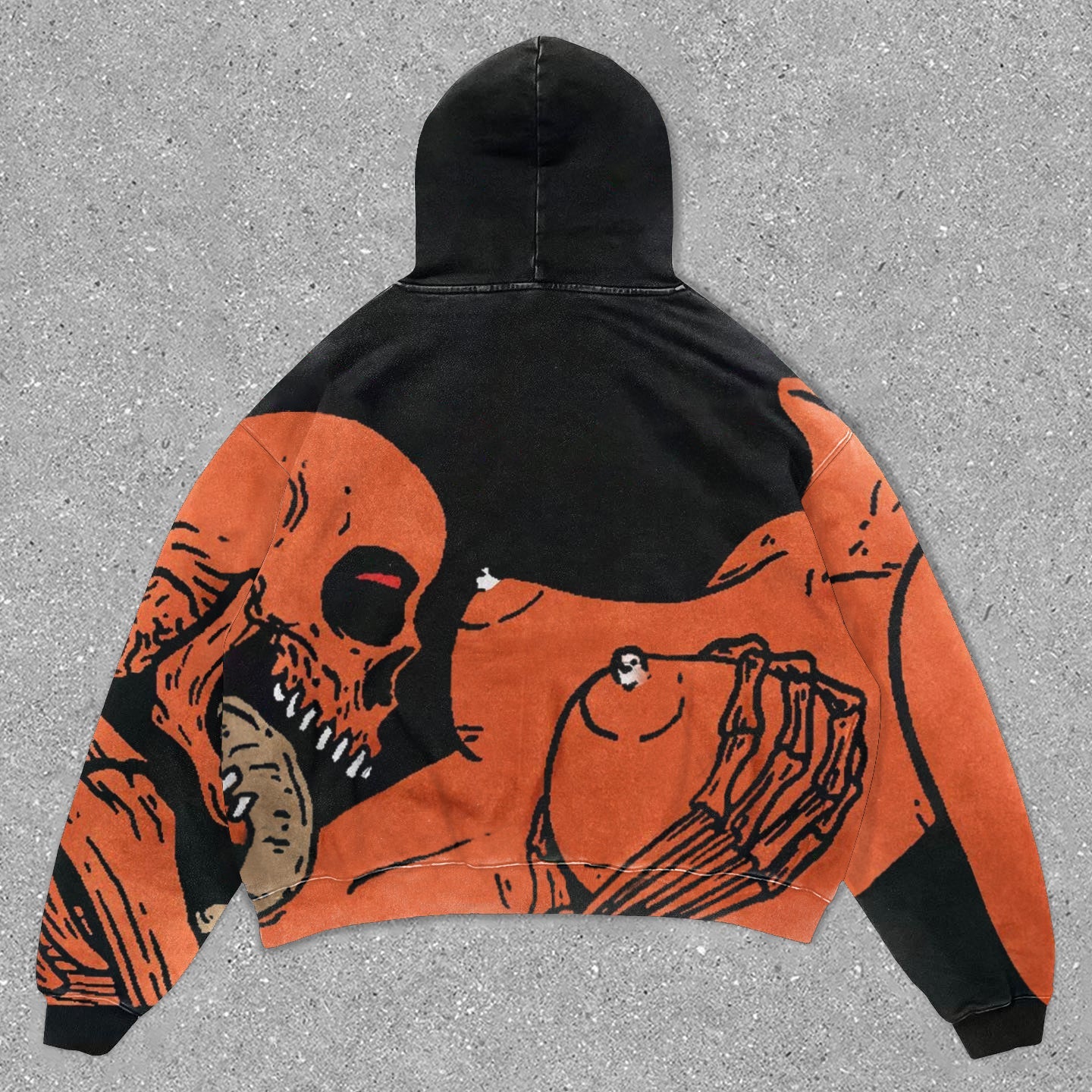 Muchic Trendy Personalized Print Skull Casual Hoodie