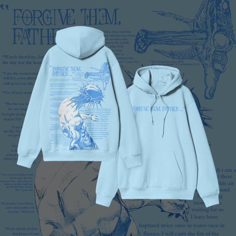 Muchic Fashion Print 'Forgive Them, Dad Bible Verse' Graphic Long Sleeve Hoodie