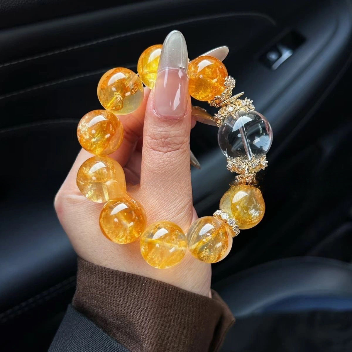 Golden Crystal Statement Bracelet – Abundance & Confidence Symbol