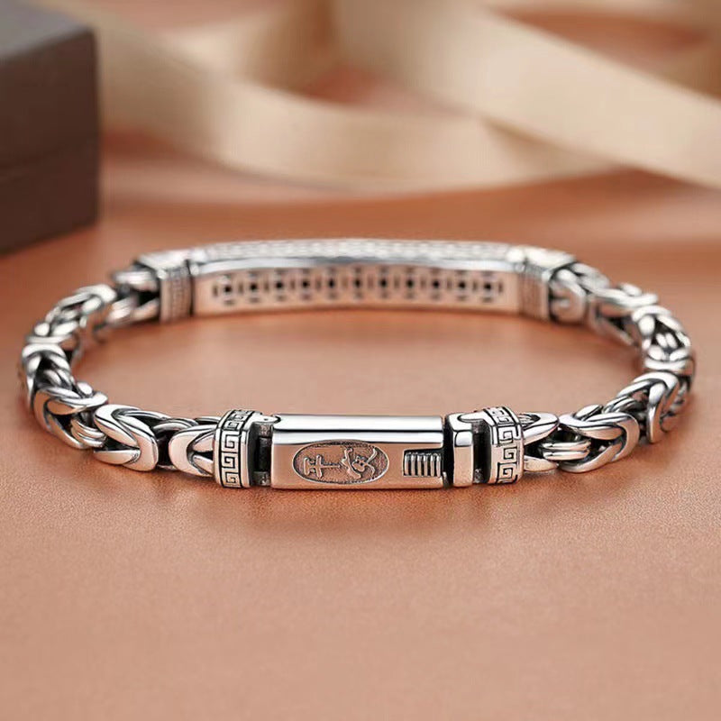 S925 Protection Energy Bracelet – Ancient Peace Pattern Guardian Silver Chain for Men
