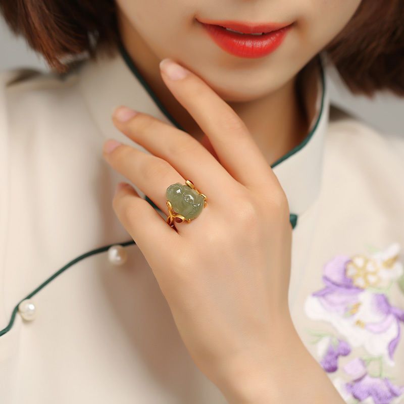 Pixiu Jade Ring – Feng Shui Lucky Wealth Protection Jewelry
