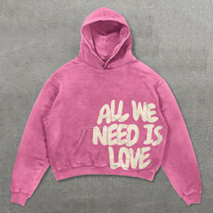 Muchic All We Need Is Love Print Long Sleeve Hoodie