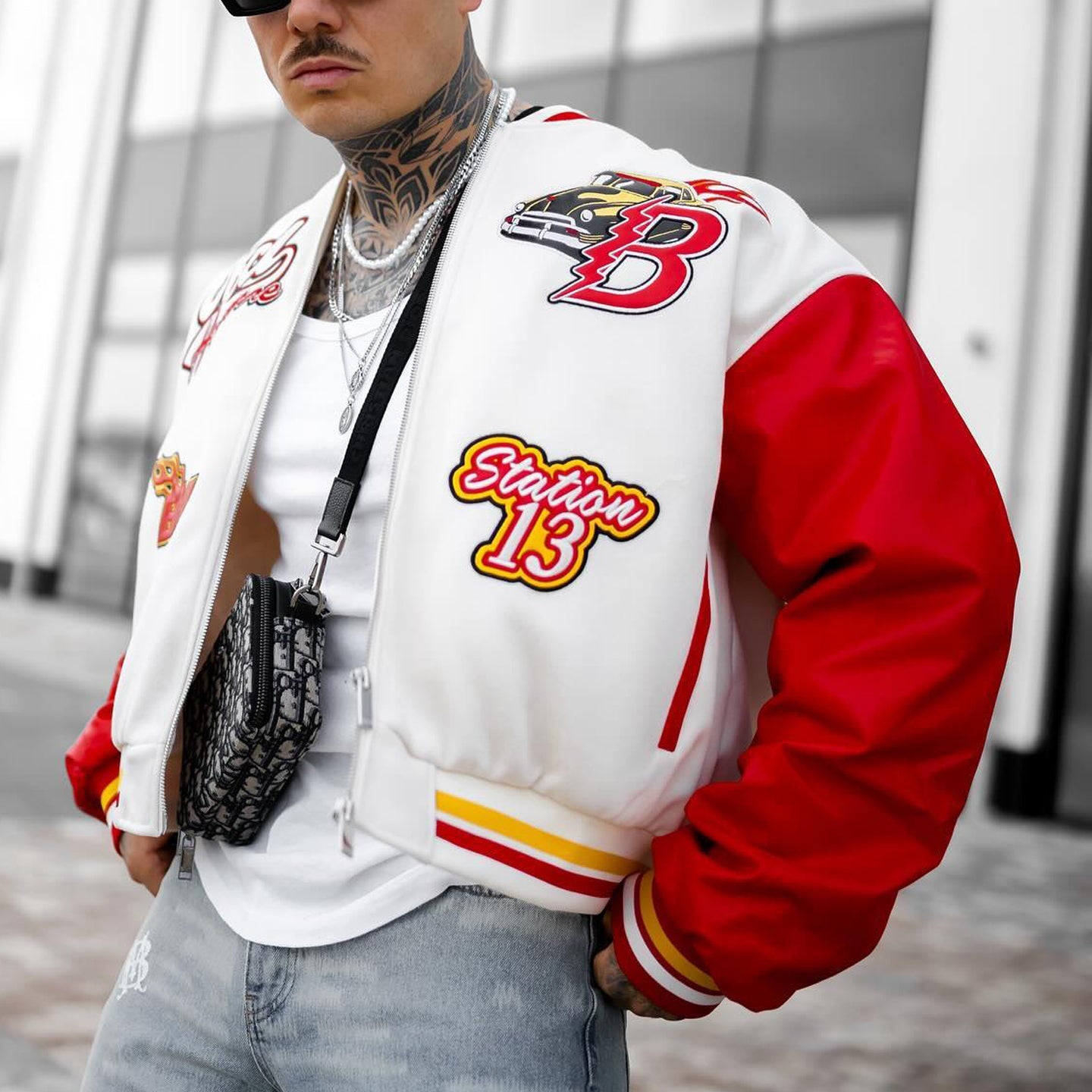 Muchic Retro Classic Car Embroidered Patchwork Baseball Jacket Coats & Jackets