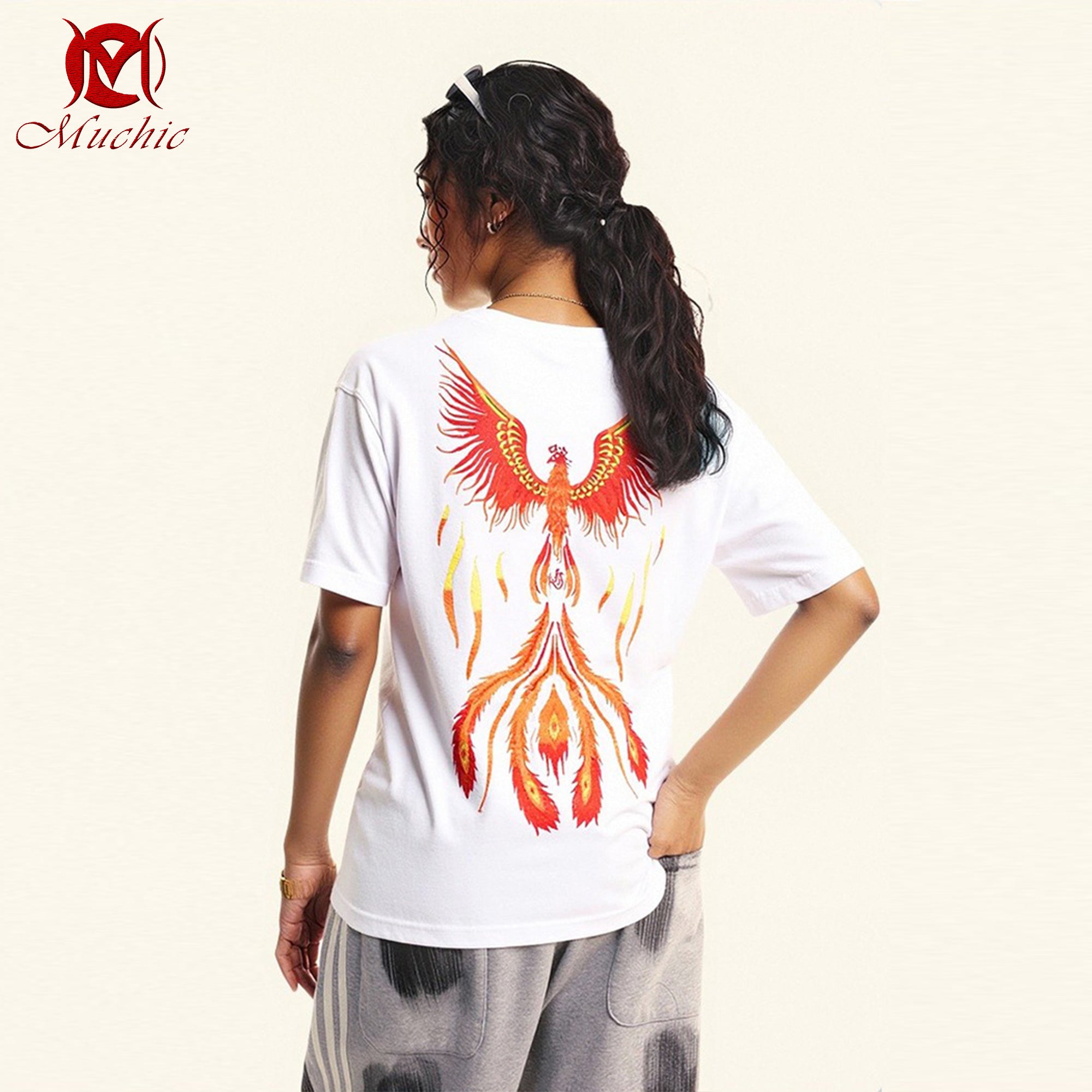 Unisex Intangible Cultural Heritage Phoenix Embroidery T-shirt(Hand Embroidered) (Duty Free)