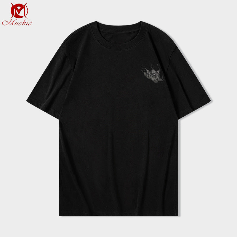 Unisex Intangible Cultural Heritage QiLin Embroidery T-shirt(Hand Embroidered) (Duty Free)