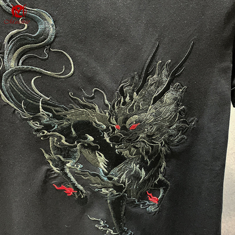 Unisex Intangible Cultural Heritage Qilin Embroidery T-shirt(Hand Embroidered) (Duty Free)