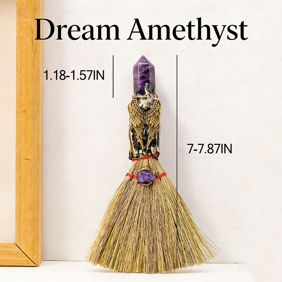 Natural Crystal Cleansing Broom | Home Energy Purification & Spiritual Decor