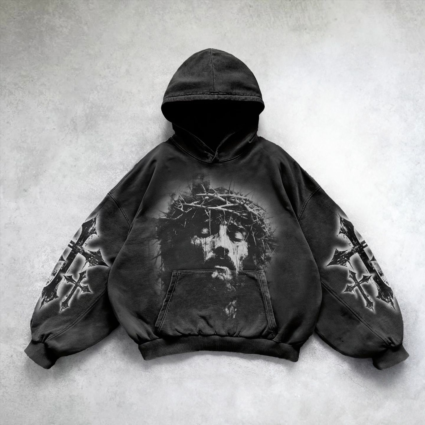 Vintage Jesus Print Hoodie