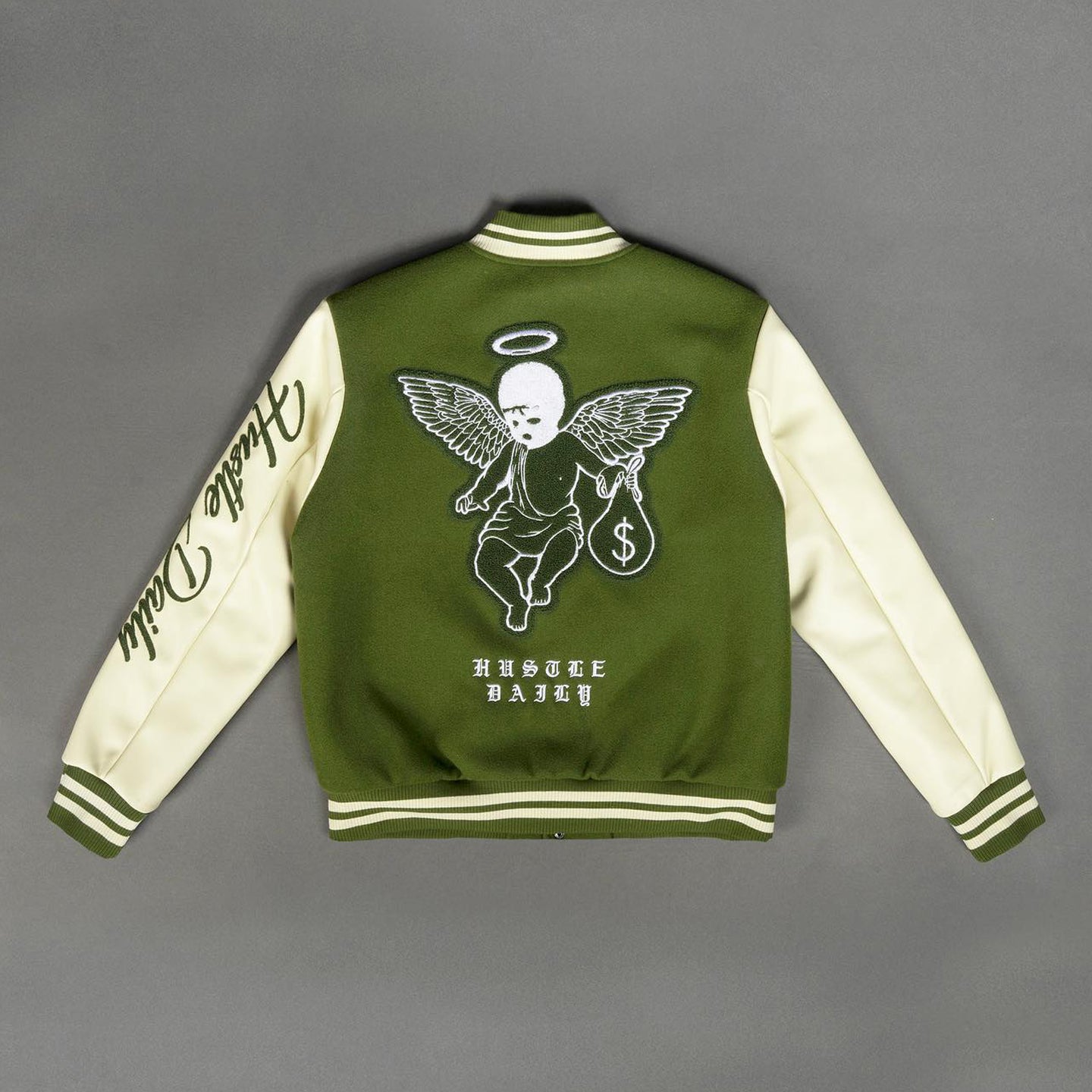 Muchic Angel Embroidered Patchwork College Baseball Jacket Coats & Jackets