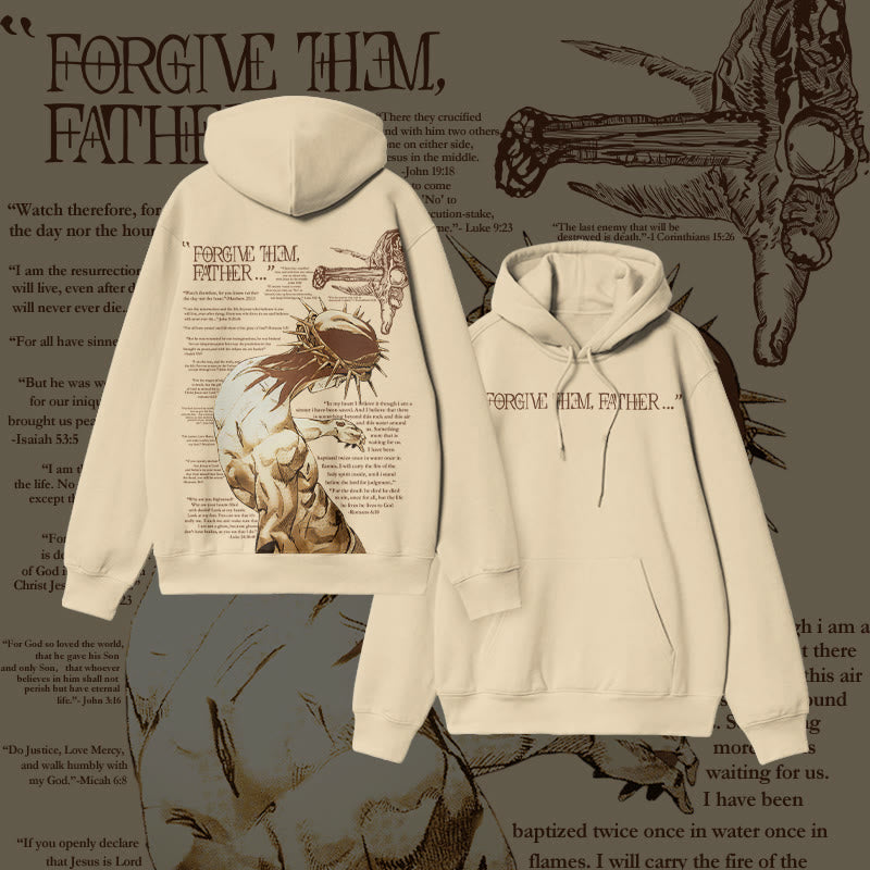 Muchic Fashion Print 'Forgive Them, Dad Bible Verse' Graphic Long Sleeve Hoodie