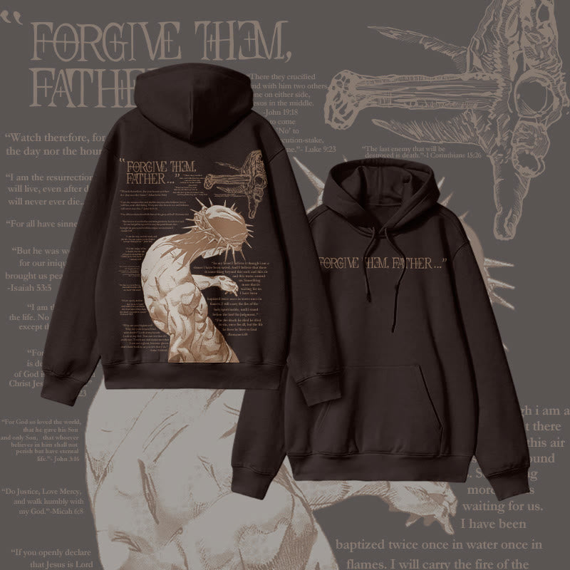 Muchic Fashion Print 'Forgive Them, Dad Bible Verse' Graphic Long Sleeve Hoodie