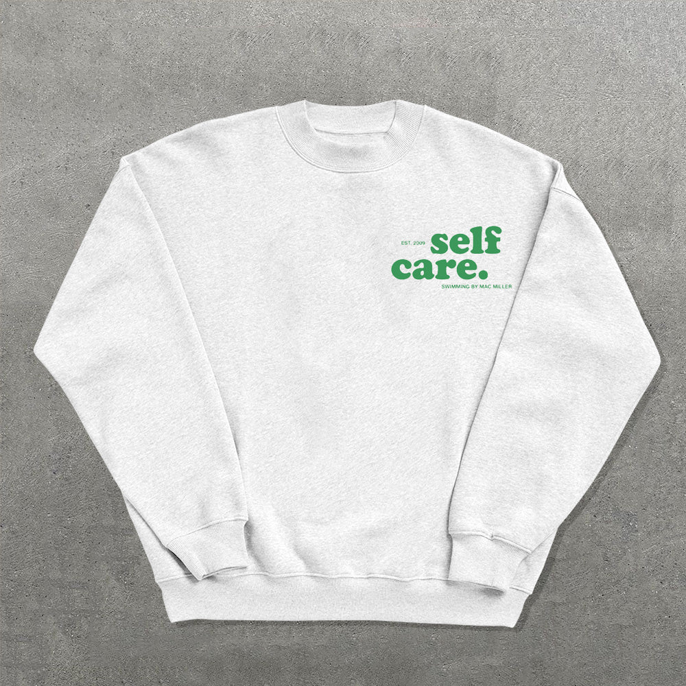 Muchic Self Care Printed Crew Neck Sweatshirt