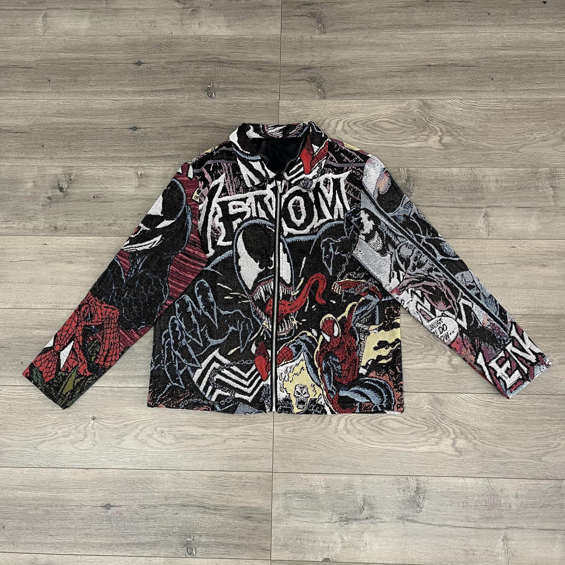 Fashionable Venom Print Zipped Jacket