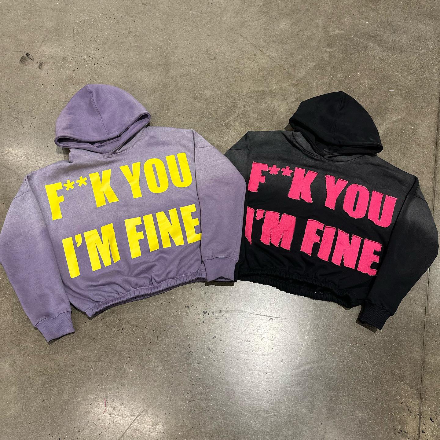 Muchic I'm Fine Casual Street Hoodie