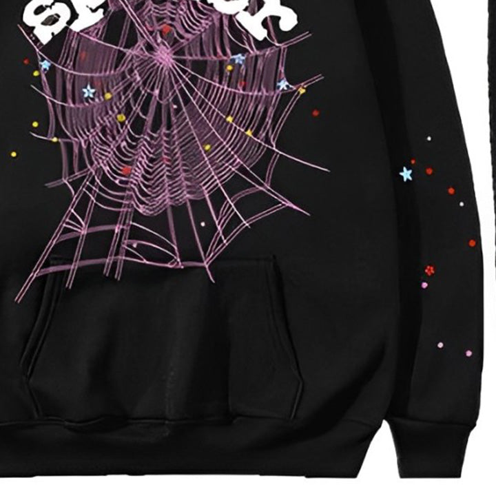 Muchic Unisex Viral Spider Print Long Sleeve Hoodie Set