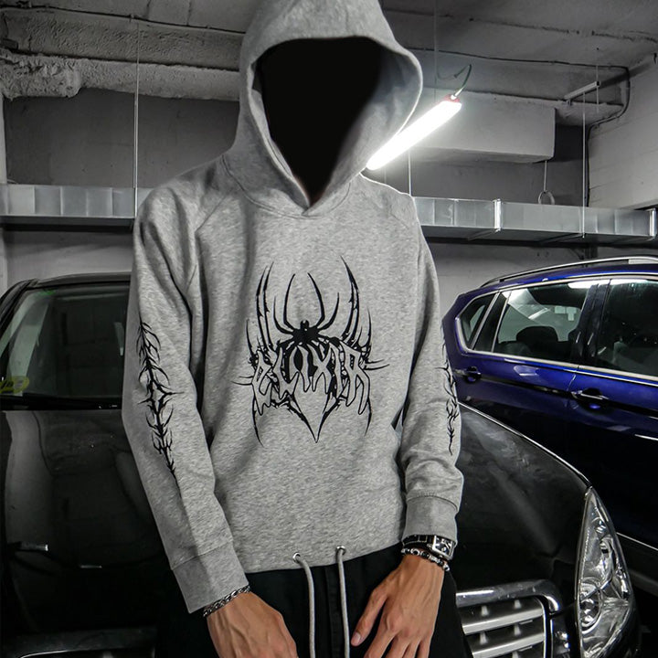 💥Limited time discount💥Muchic Early Autumn new unisex spider pattern printed hooded sweatshirt