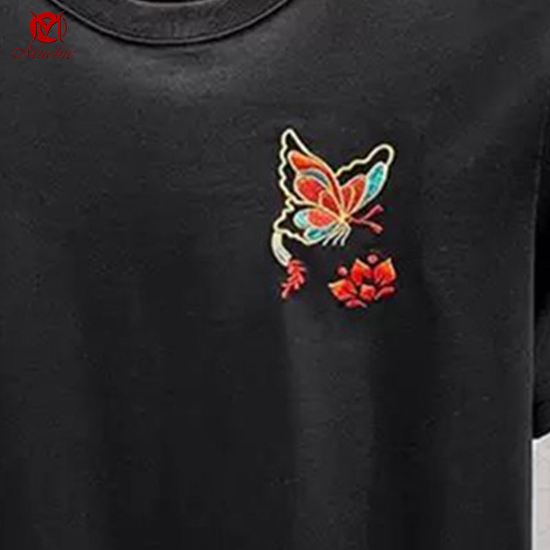 Unisex Intangible Cultural Heritage Butterfly Embroidery T-shirt(Hand Embroidered) (Duty Free)