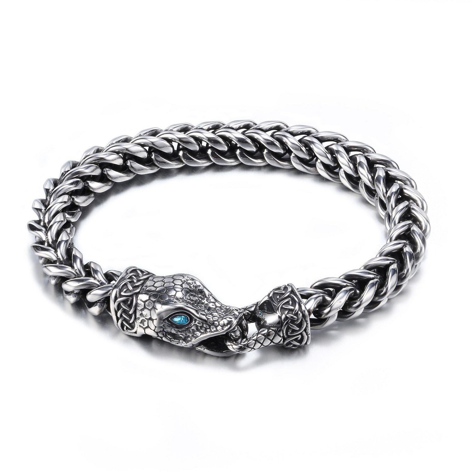 Gothic Snake Head Chain Bracelet – Vintage Punk Stainless Steel Bracelet for Men