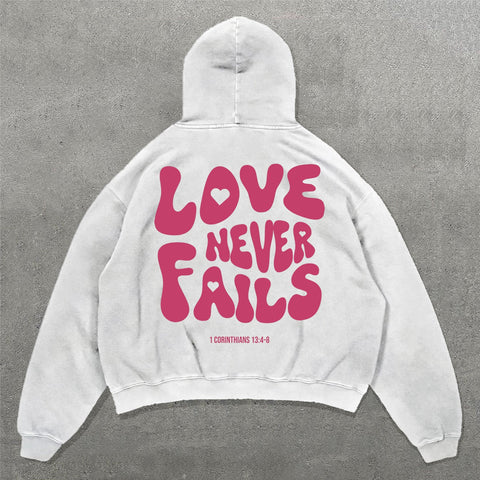 Muchic Love Never Falls Print Long Sleeve Hoodies