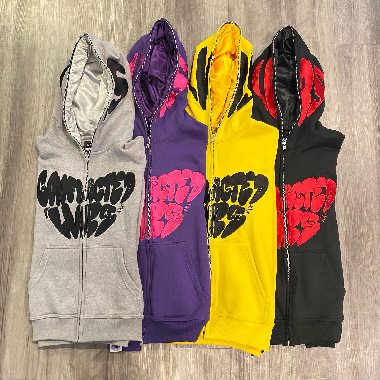 Muchic Fashion statement full zip print hoodie