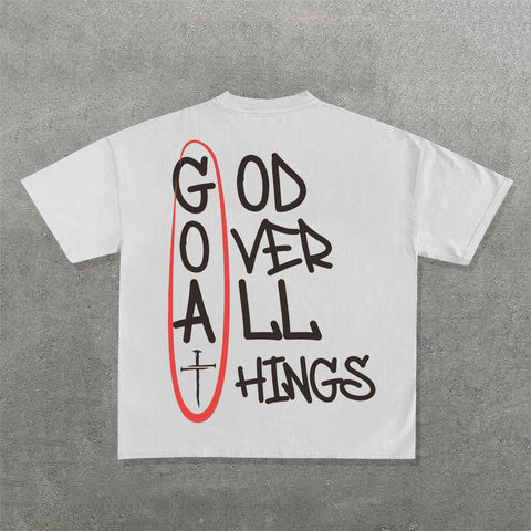 Muchic God Over All Things Print Short Sleeve T-Shirt