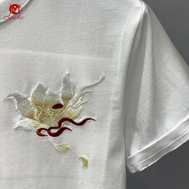 Unisex Intangible Cultural Heritage Qilin Embroidery T-shirt(Hand Embroidered) (Duty Free)