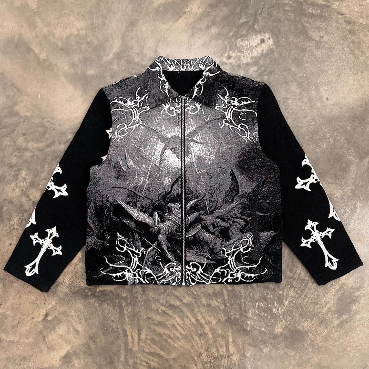 Fighting My Demons Print Zipped Jacket