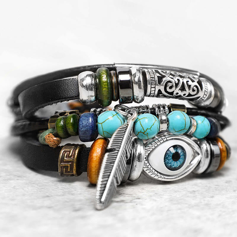 Buddha Stones Tibetan Turquoise Evil Eye Purification Bracelet(duty free)