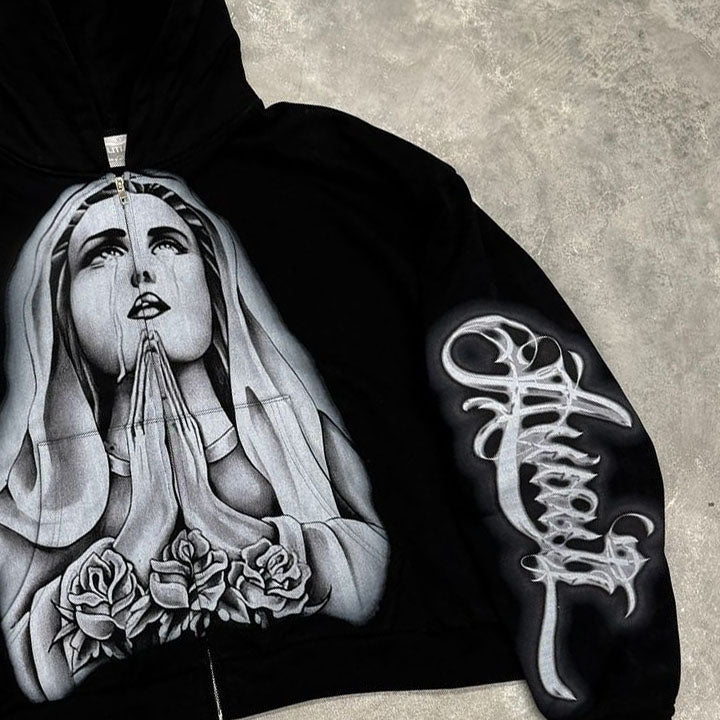 Muchic Unisex 'Madonna' Print Long Sleeve Hoodie