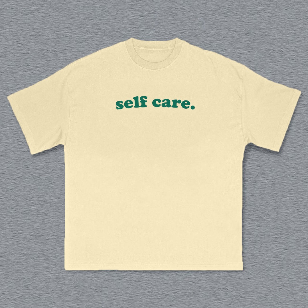 Muchic Self Care Print Short Sleeve T-Shirt