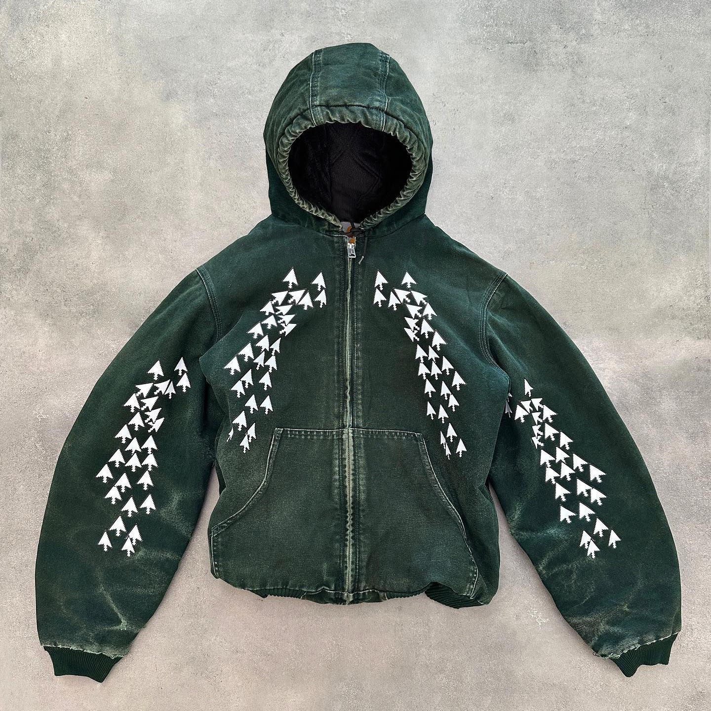 Arrow Print Long Sleeve Hooded Jacket