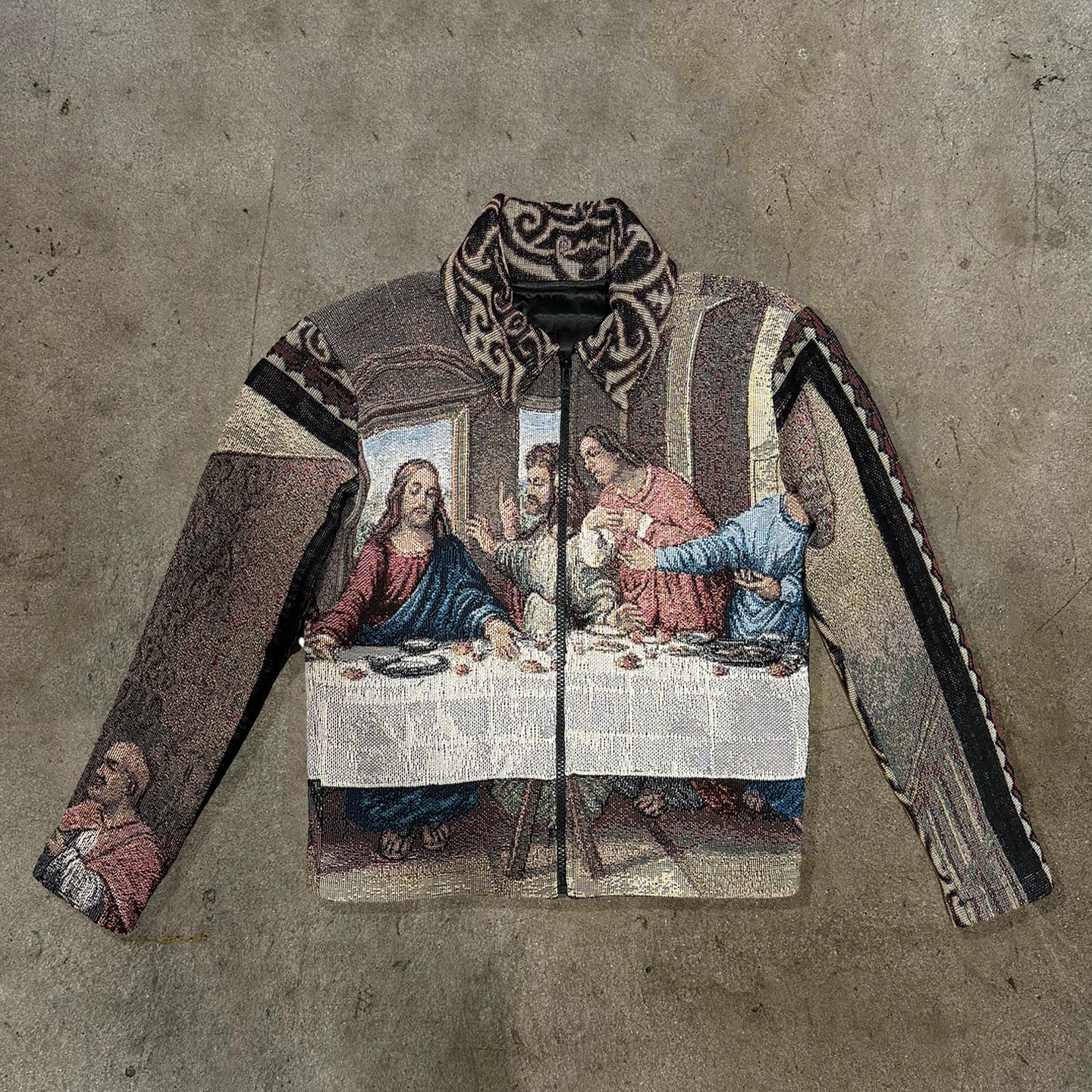 Last Supper Print Zipped Jacket