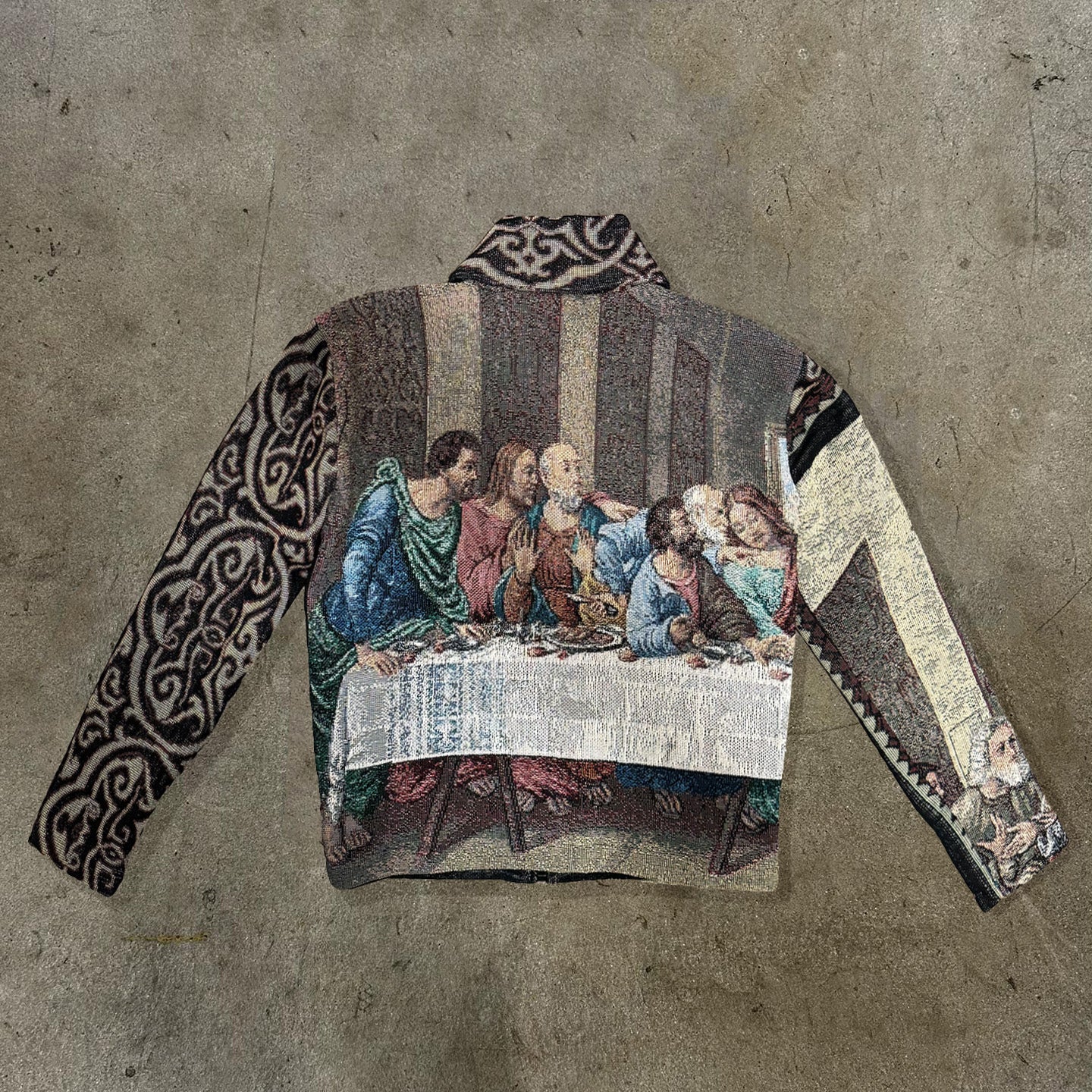 Last Supper Print Zipped Jacket